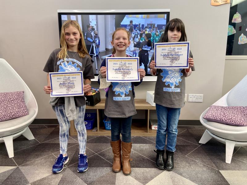 The 19968A team comprising (l-r) Avery Harp, Amelia Kennedy and Ashlyn Berlinger is headed to the world competition in Dallas.